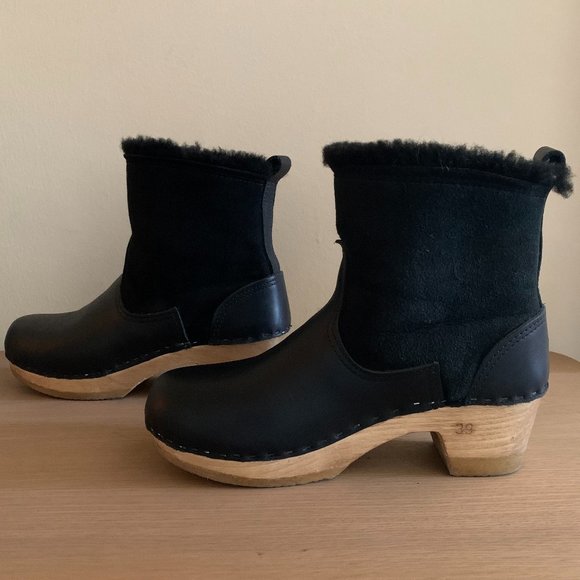 No.6 5" Shearling Clog Boot Mid Heel Suede Size 7 - Picture 4 of 13